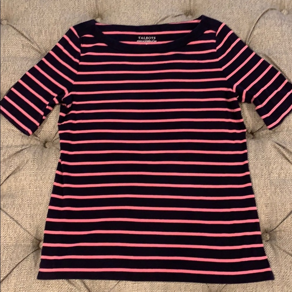 Talbots Boatneck stretch weekend tee M